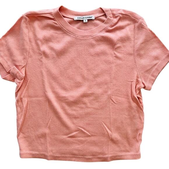 Cotton Citizen 2pc Crop Tee Midi Skirt Set Peach Size Small Ribbed Cotton - Picture 2 of 8
